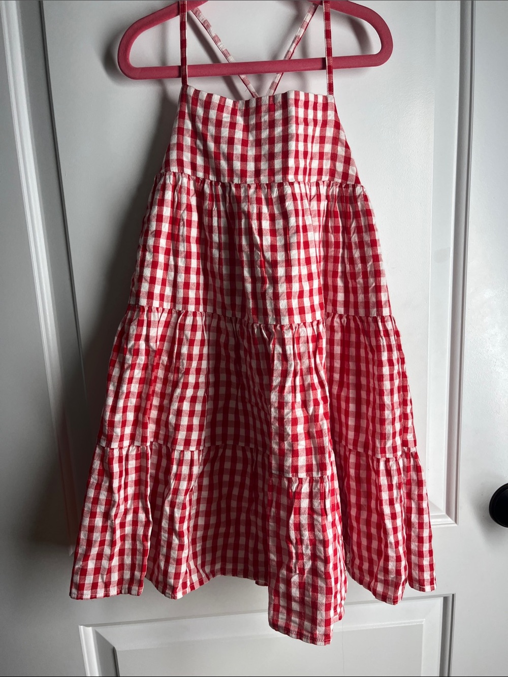 GAP kids Red Gingham Tiered Sundress size small